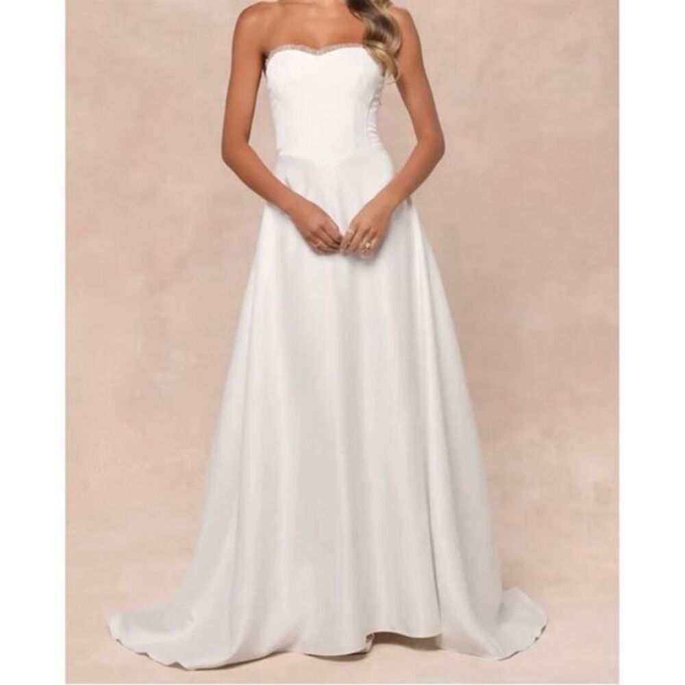 NWT Lulus Women's White Floral Embroidered Strapless Maxi Dress Size S